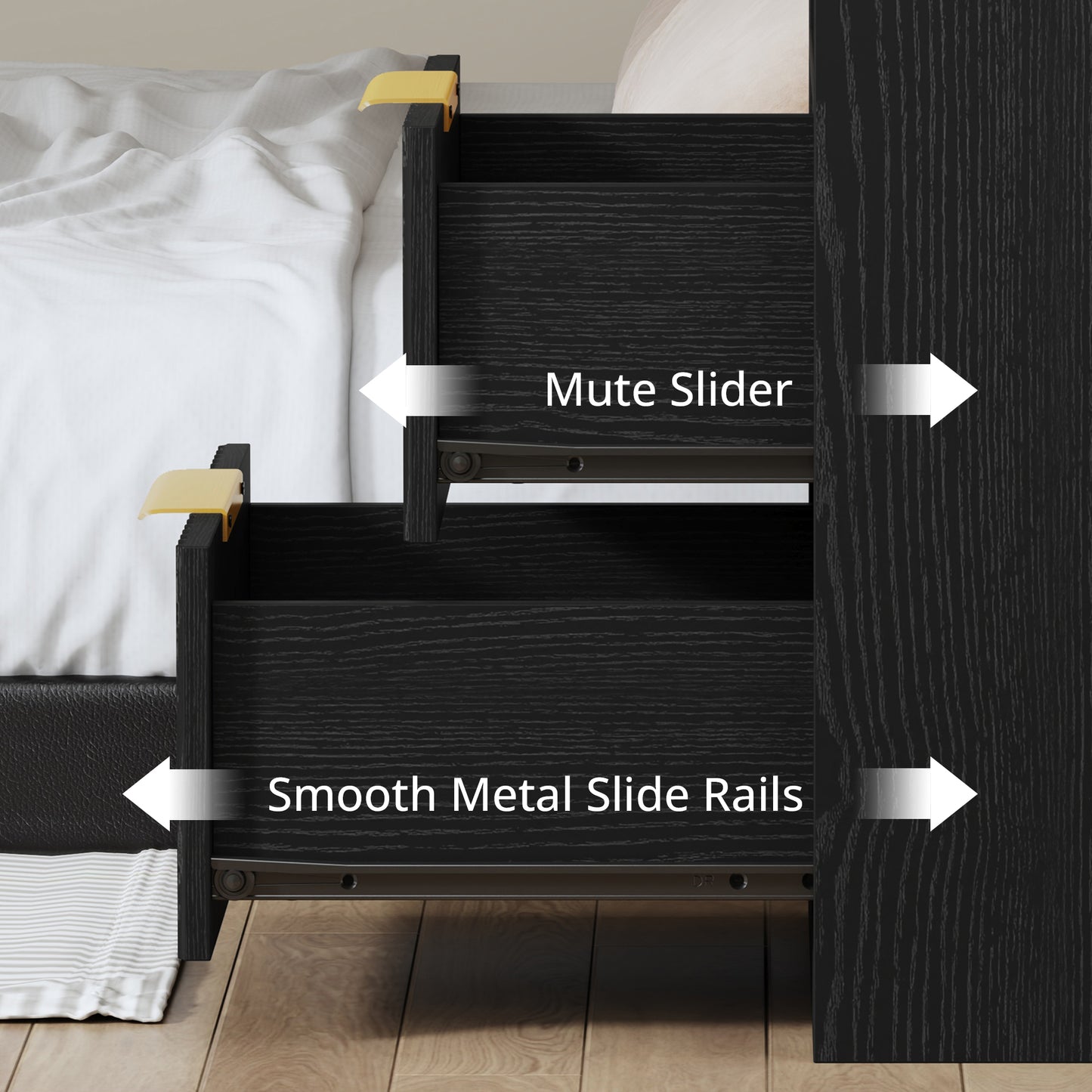 Modern Nightstand with 2 Drawers and Open Shelf