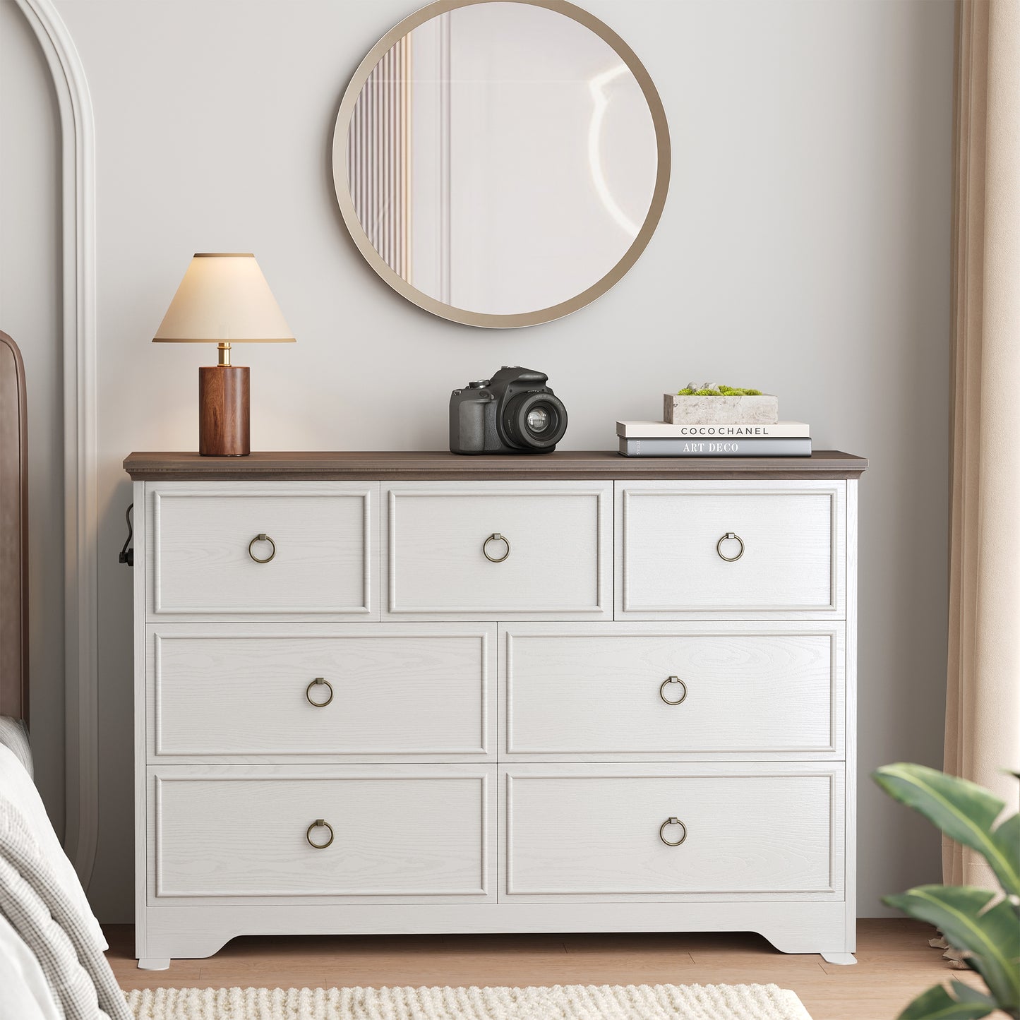 Modern 7 Drawer Dresser with Power Outlets