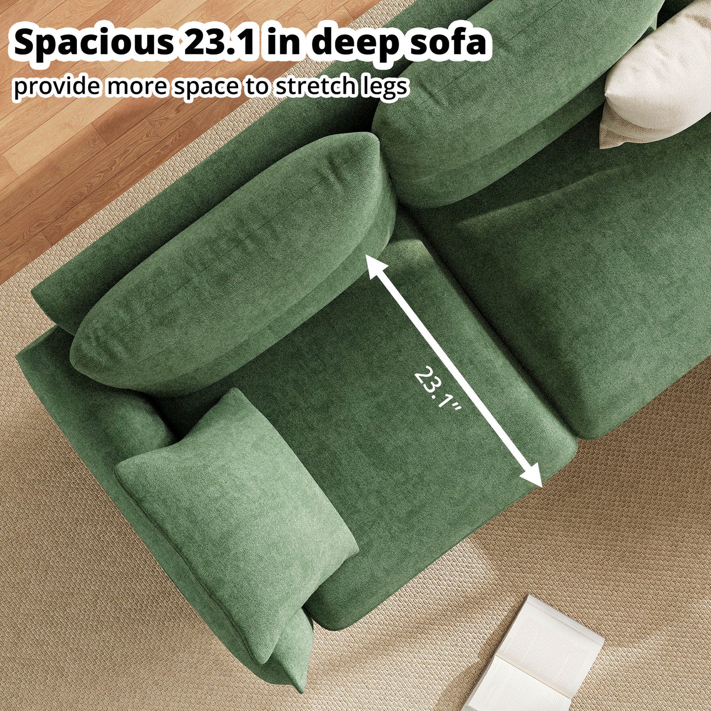 3 Seat L-Shaped Couch with Movable Ottoman