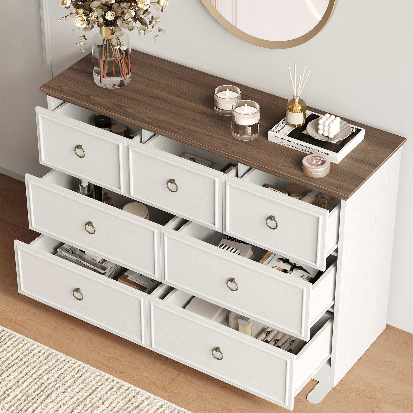 Modern 7 Drawer Dresser with Power Outlets
