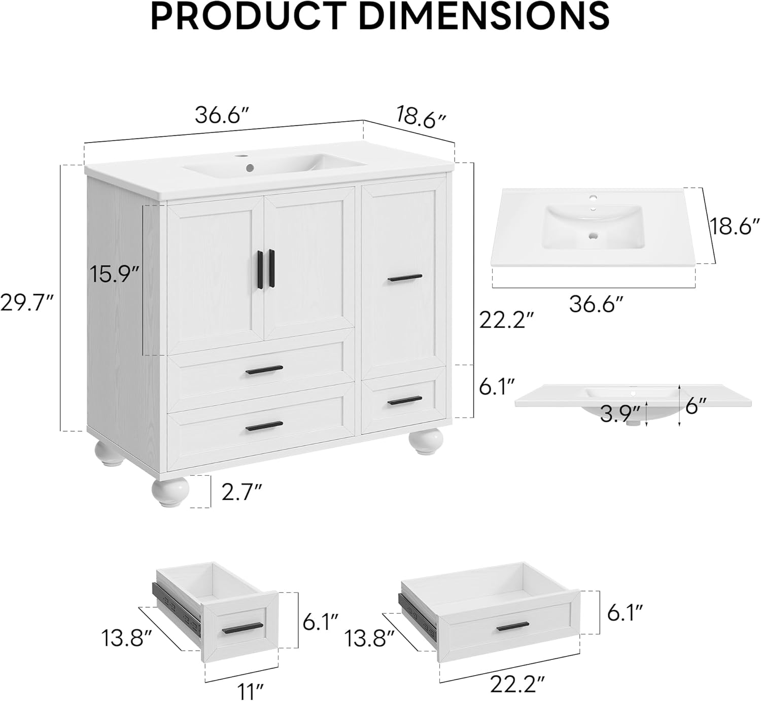 LIKIMIO Modern Wooden Bathroom Vanity (30"/36")