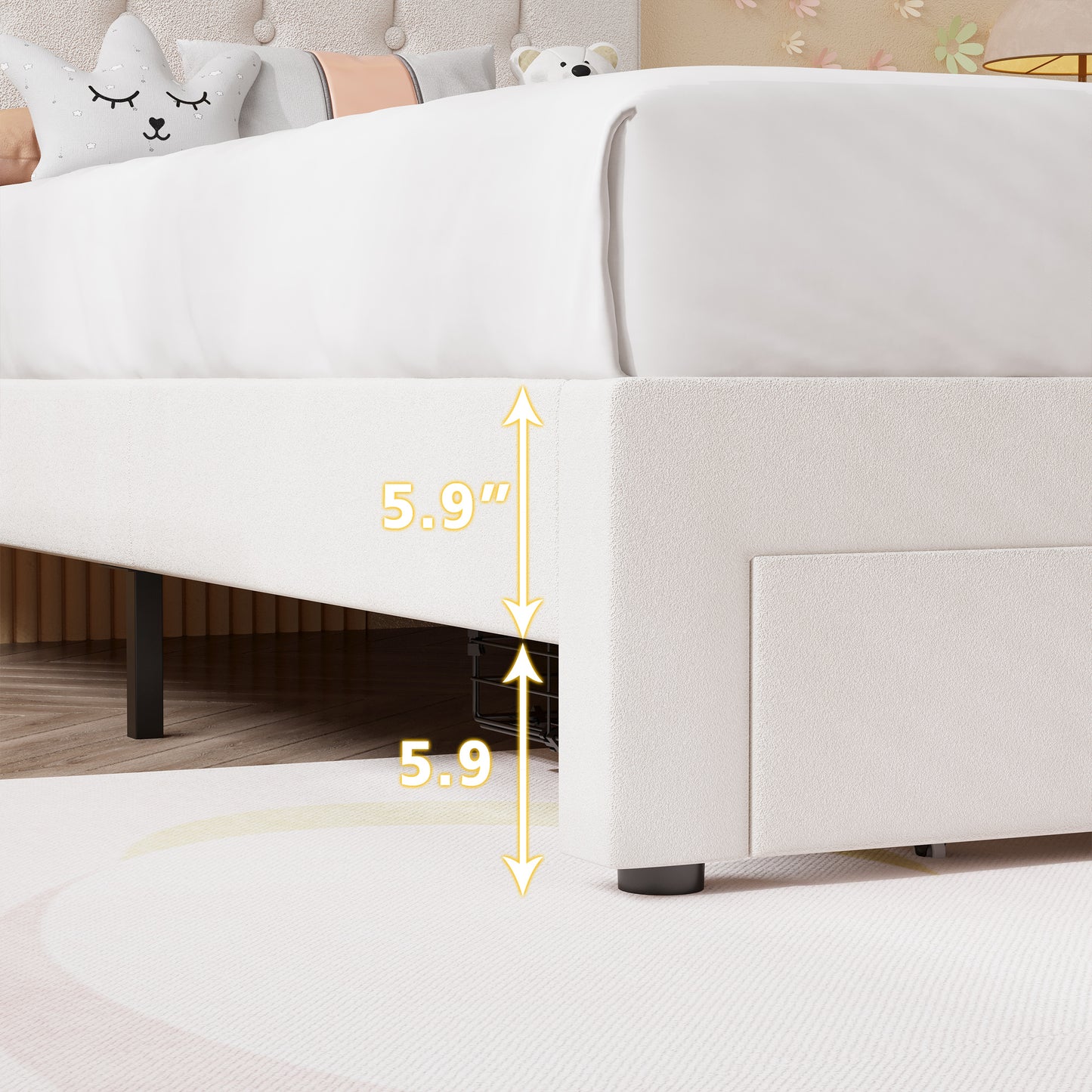 LIKIMIO Twin Bed Frame with XL Under-Bed Drawer
