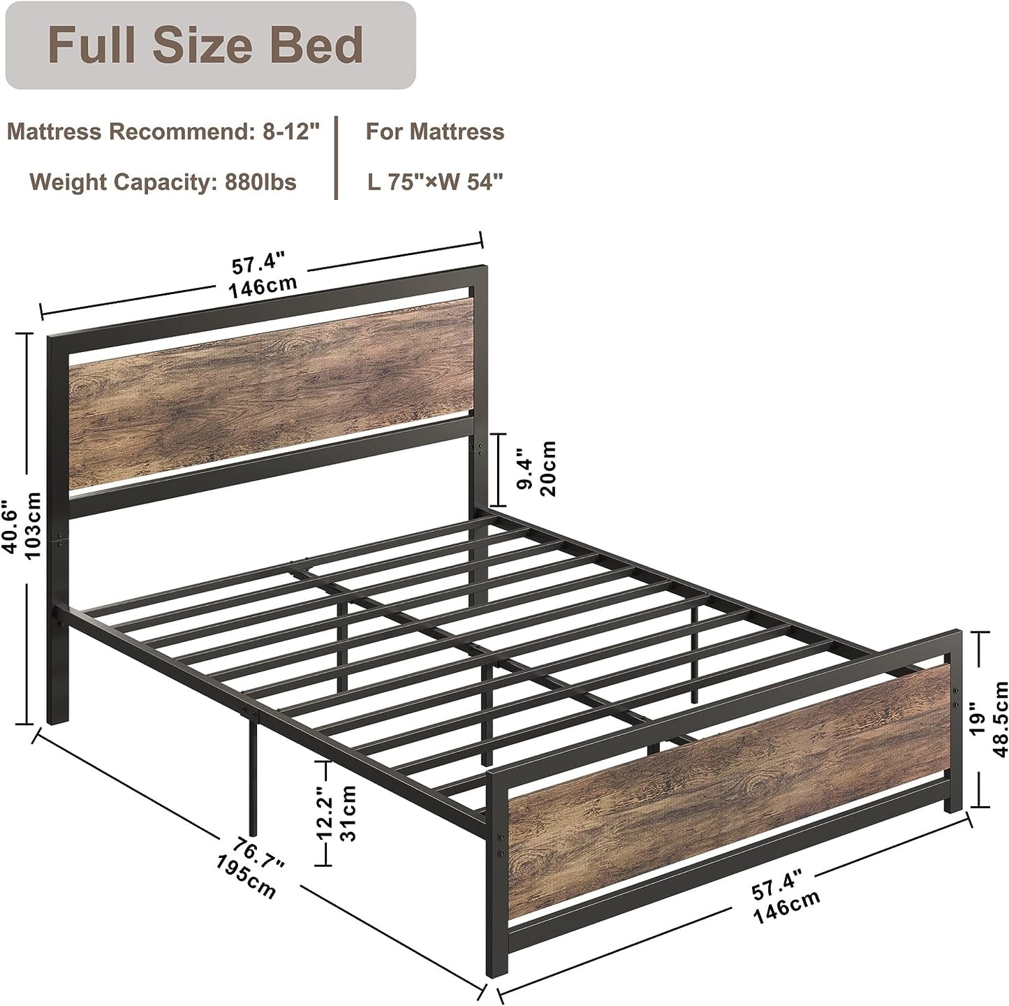 Retro Platform Bed with Headboard