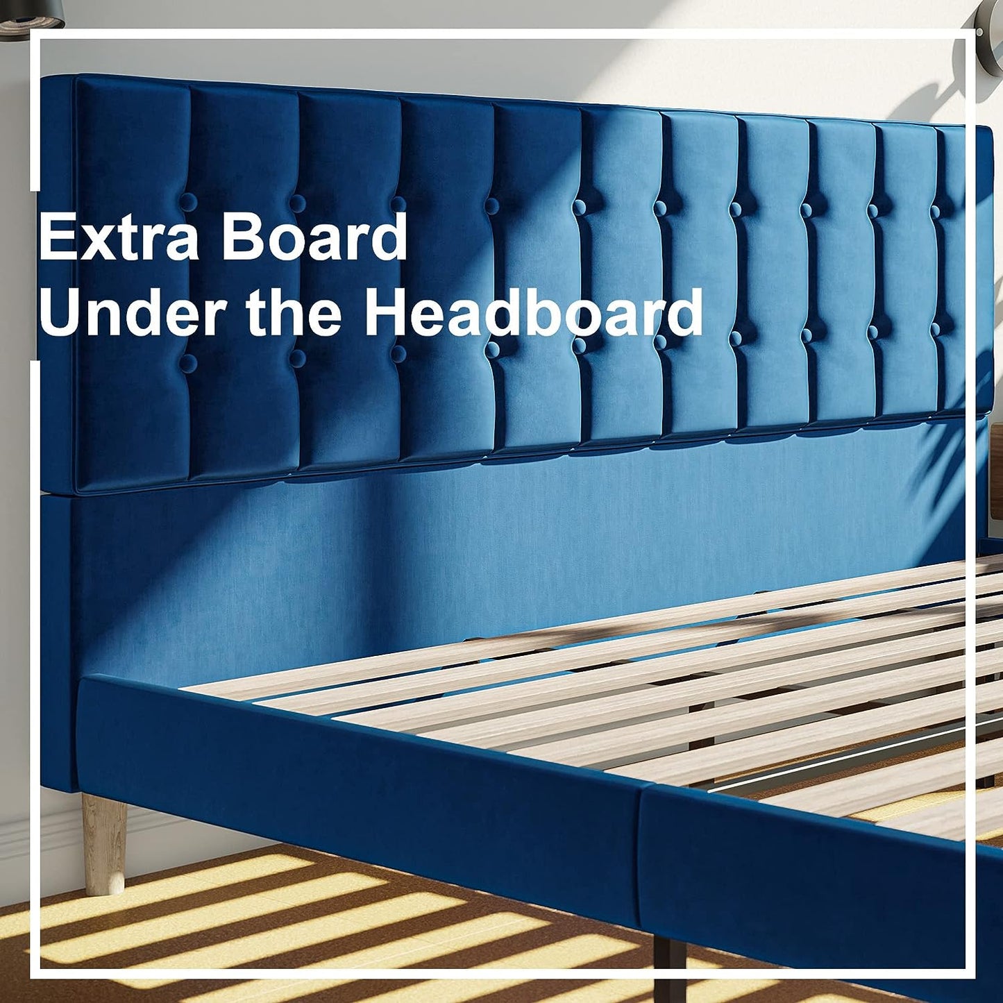 King Bed Frame and Headboard Royal Blue