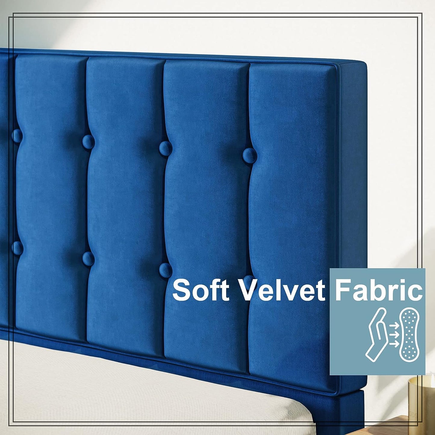 King Bed Frame and Headboard Royal Blue