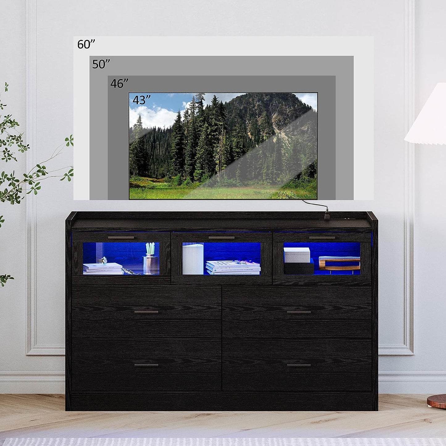 LIKIMIO 47" LED Dresser with 7 Drawers