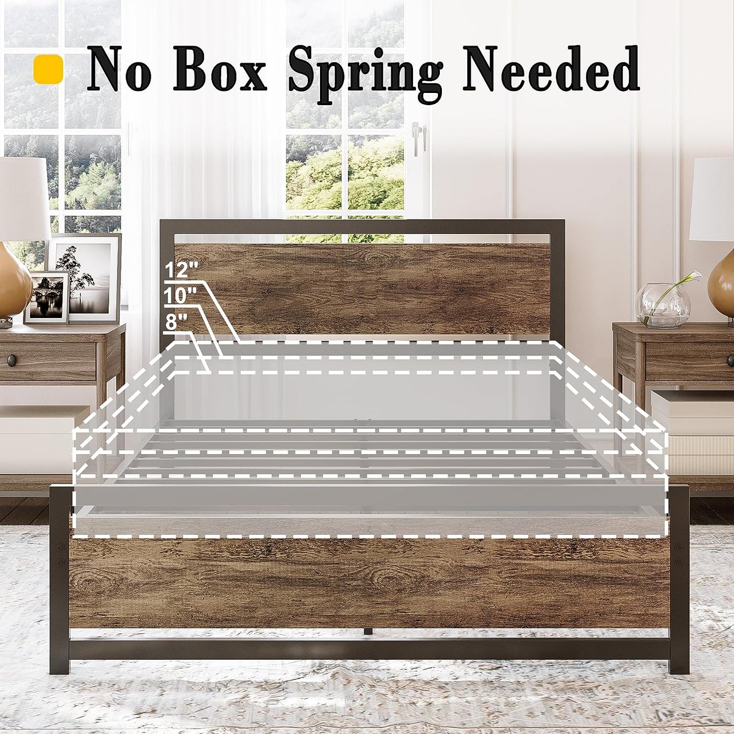 Retro Platform Bed with Headboard