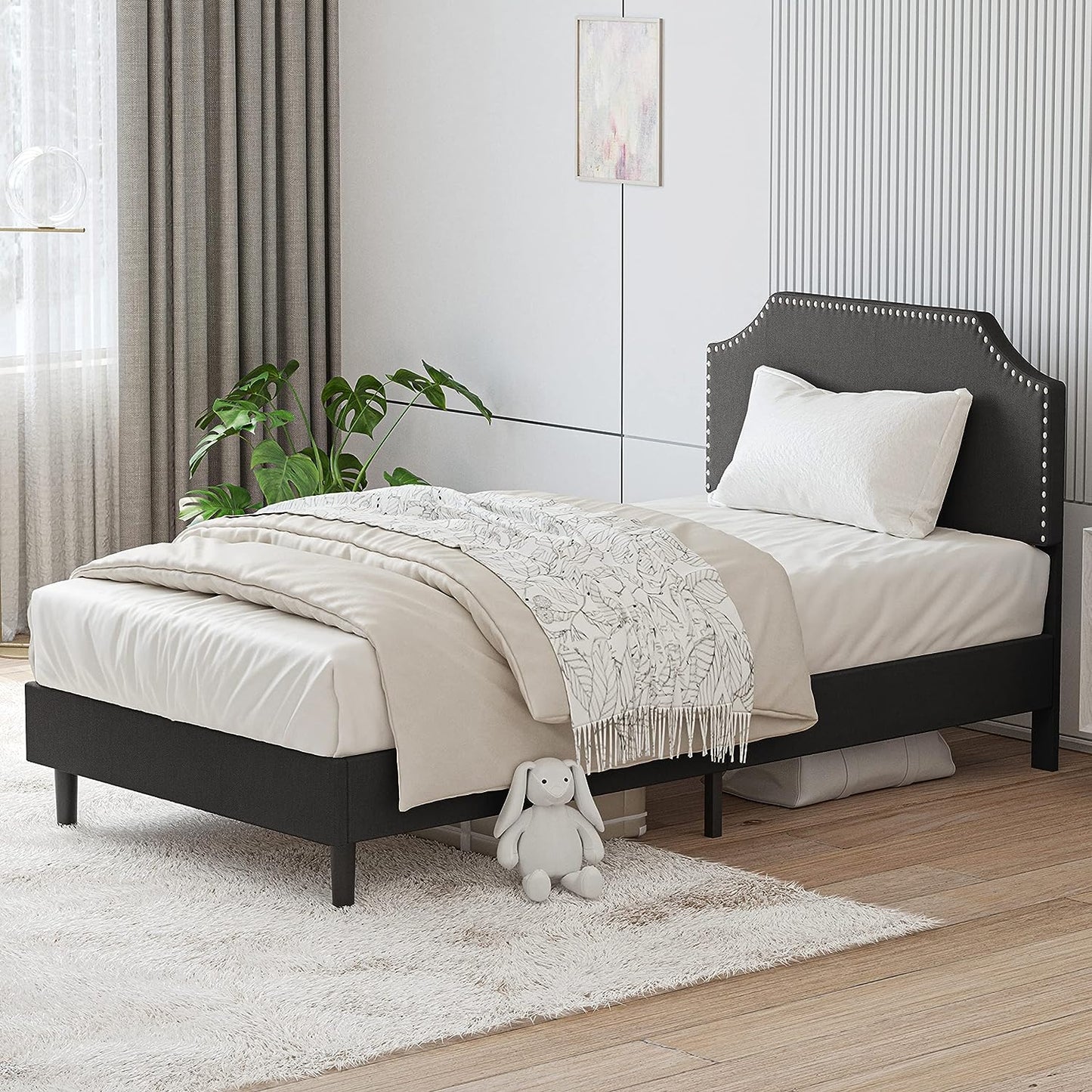 Upholstered Platform Twin Bed Frame