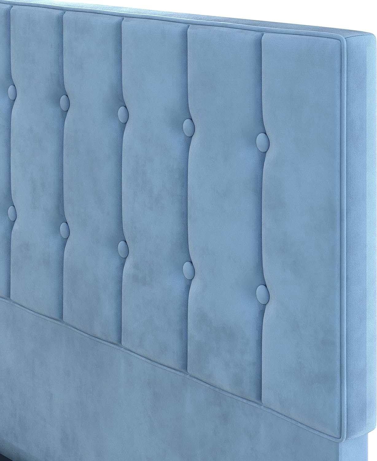 LIKIMIO Velvet Upholstered Platform Bed Light Blue