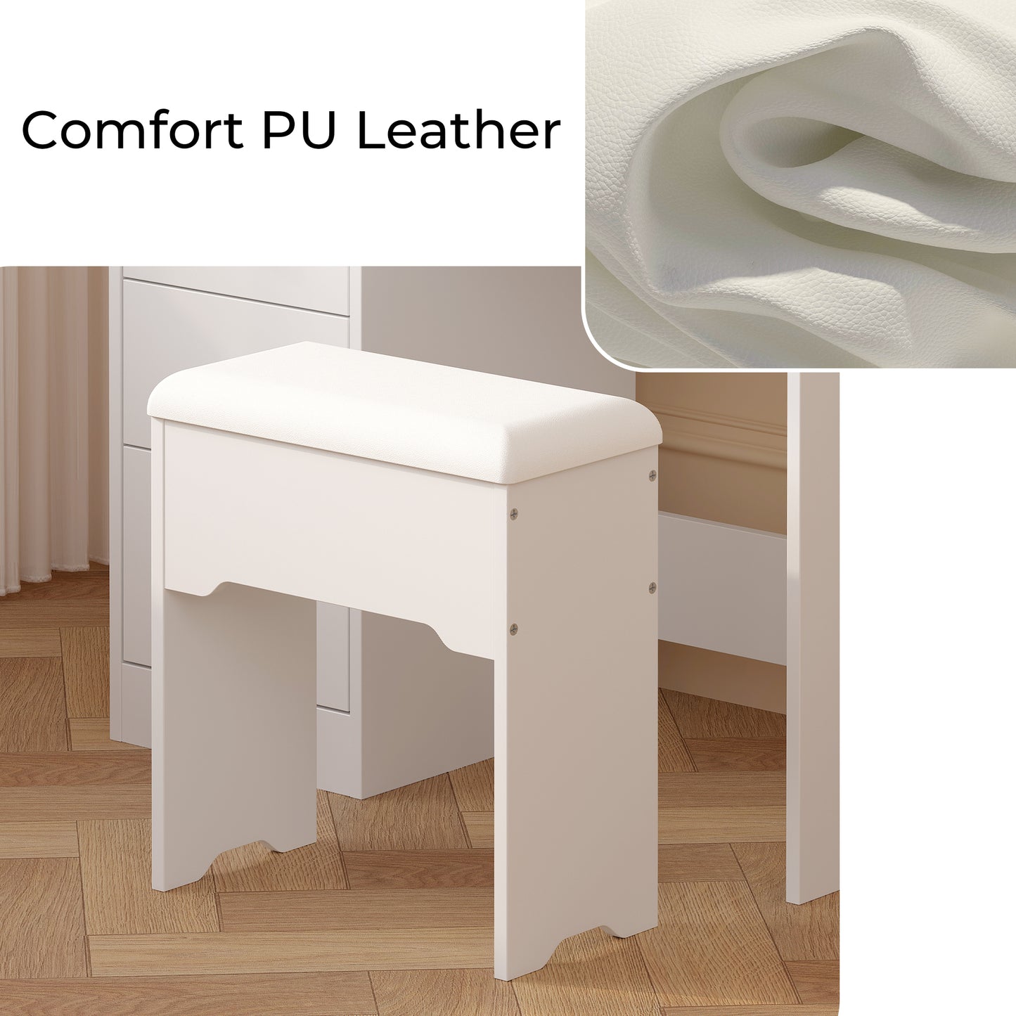 Makeup Table with Drawers & Storage Stool for Bedroom