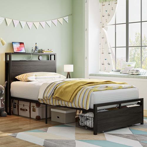 LIKIMIO Drawers and Storage Sockets Bed Frame