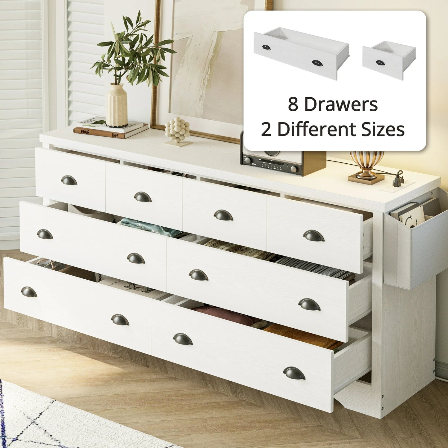 8 Drawer Dresser with Charging Station