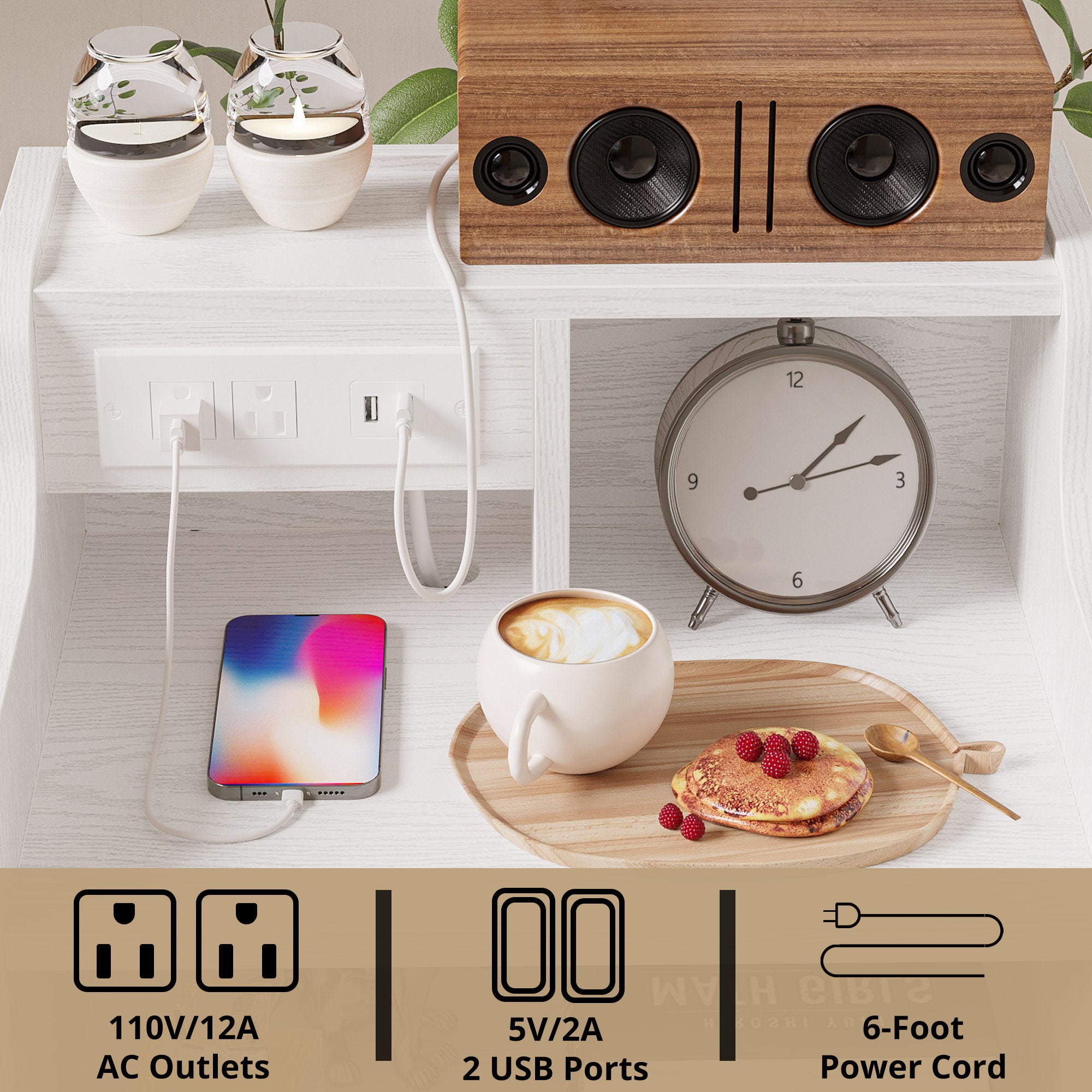 LIKIMIO Charging Station & Partition End Table