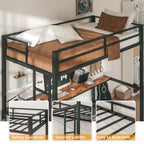 LIKIMIO LED Metal Loft Bed Frame