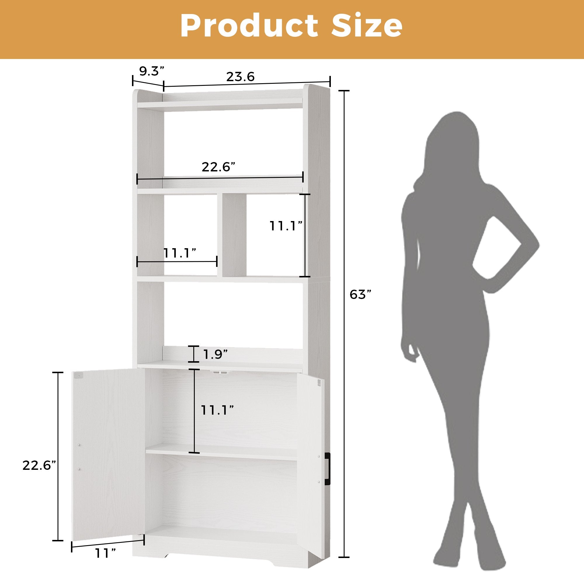 LIKIMIO Cube Bookcase with Backrest（63“）