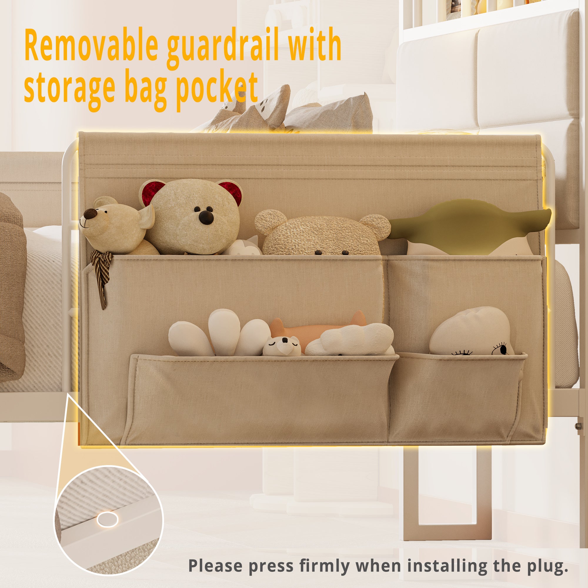 LIKIMIO Guardrail & Bedside Caddy Bed Frame