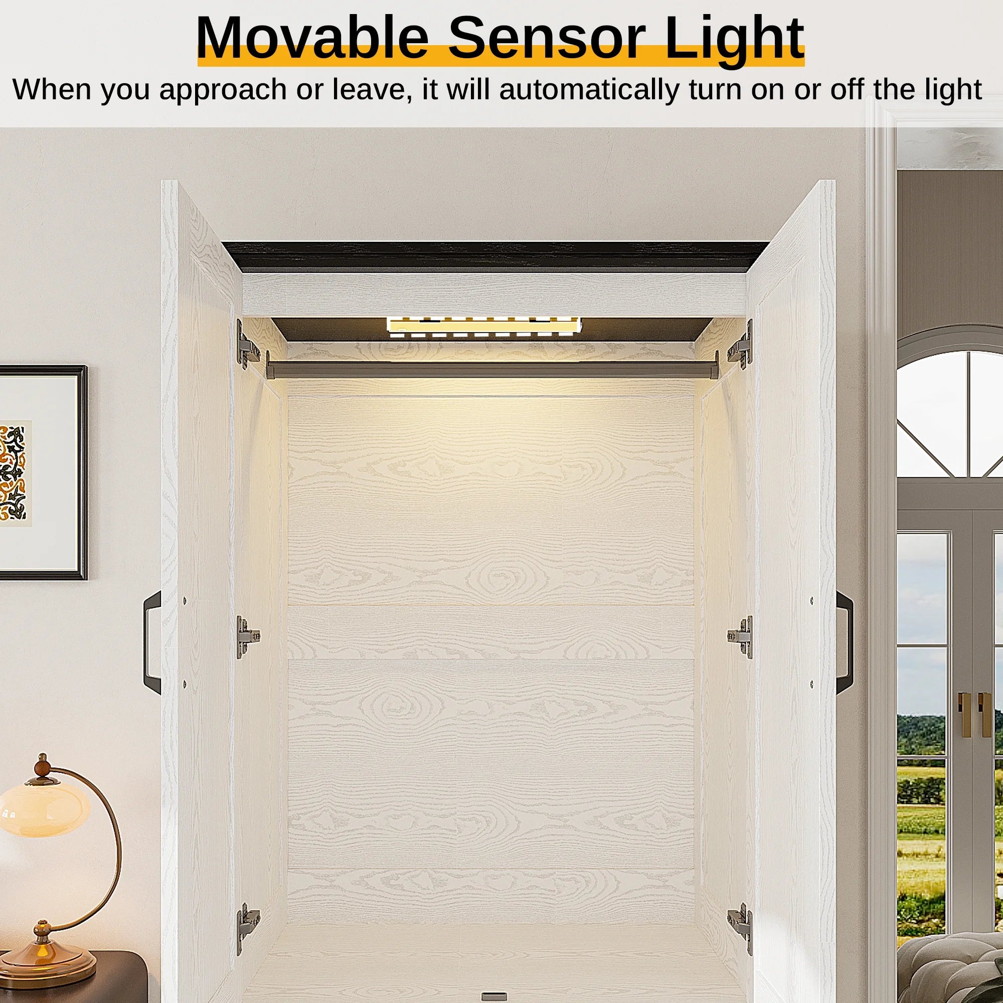 LIKIMIO Wooden Sensor Light Wardrobe Closet（70.9”）