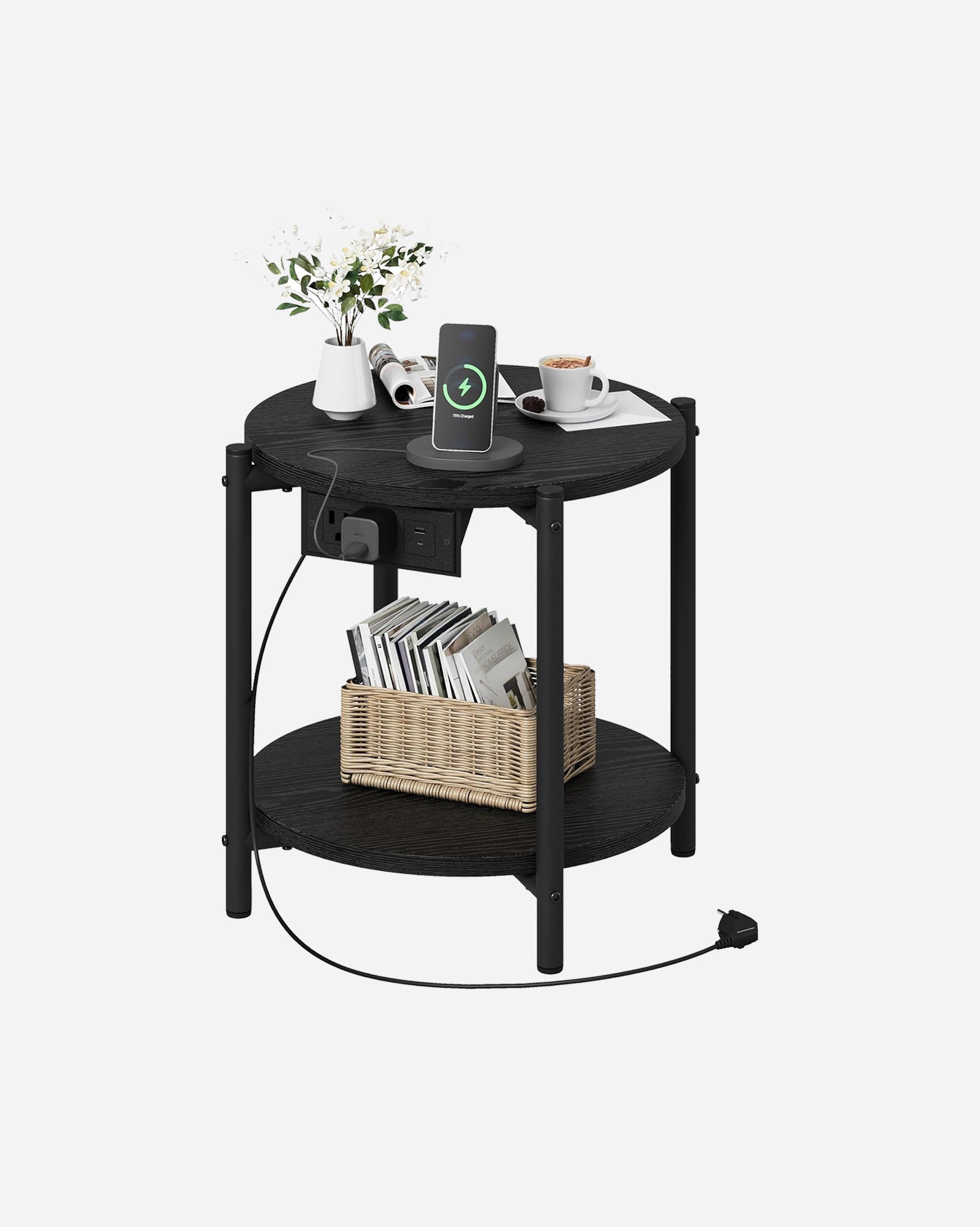 LIKIMIO 2-Tier Round End Table （15.8“）