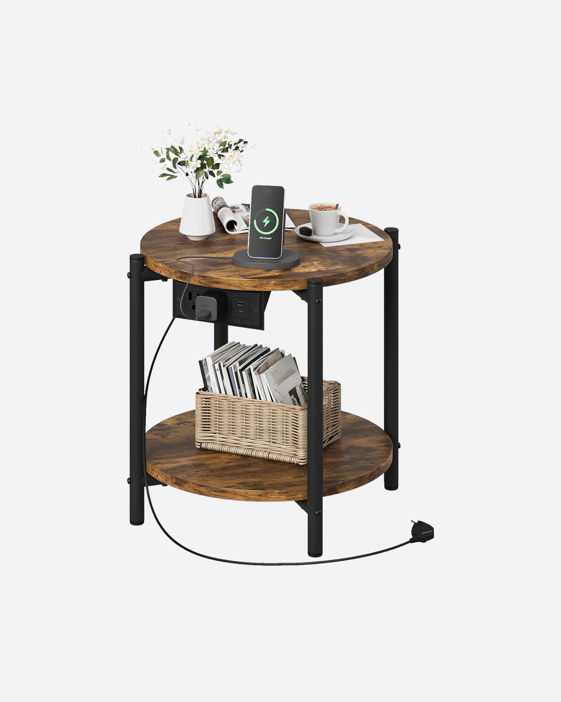 LIKIMIO 2-Tier Round End Table （15.8“）