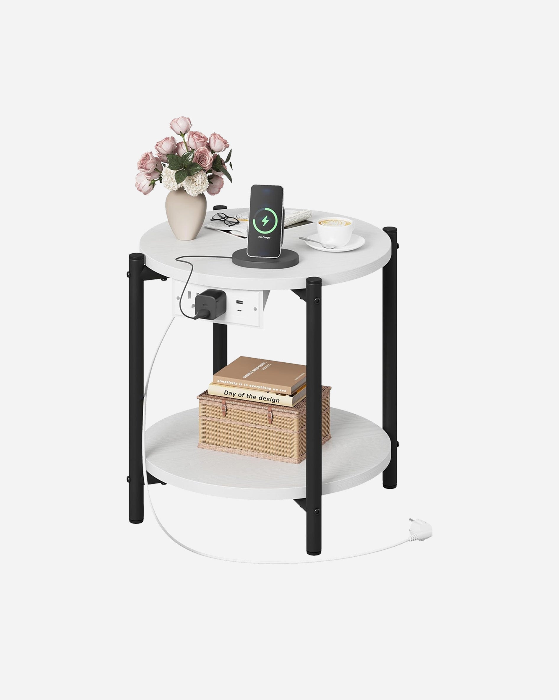 LIKIMIO 2-Tier Round End Table （15.8“）
