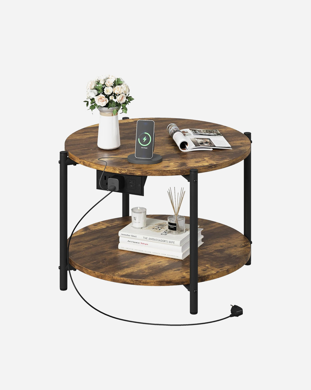 LIKIMIO 2-Tier Round End Table