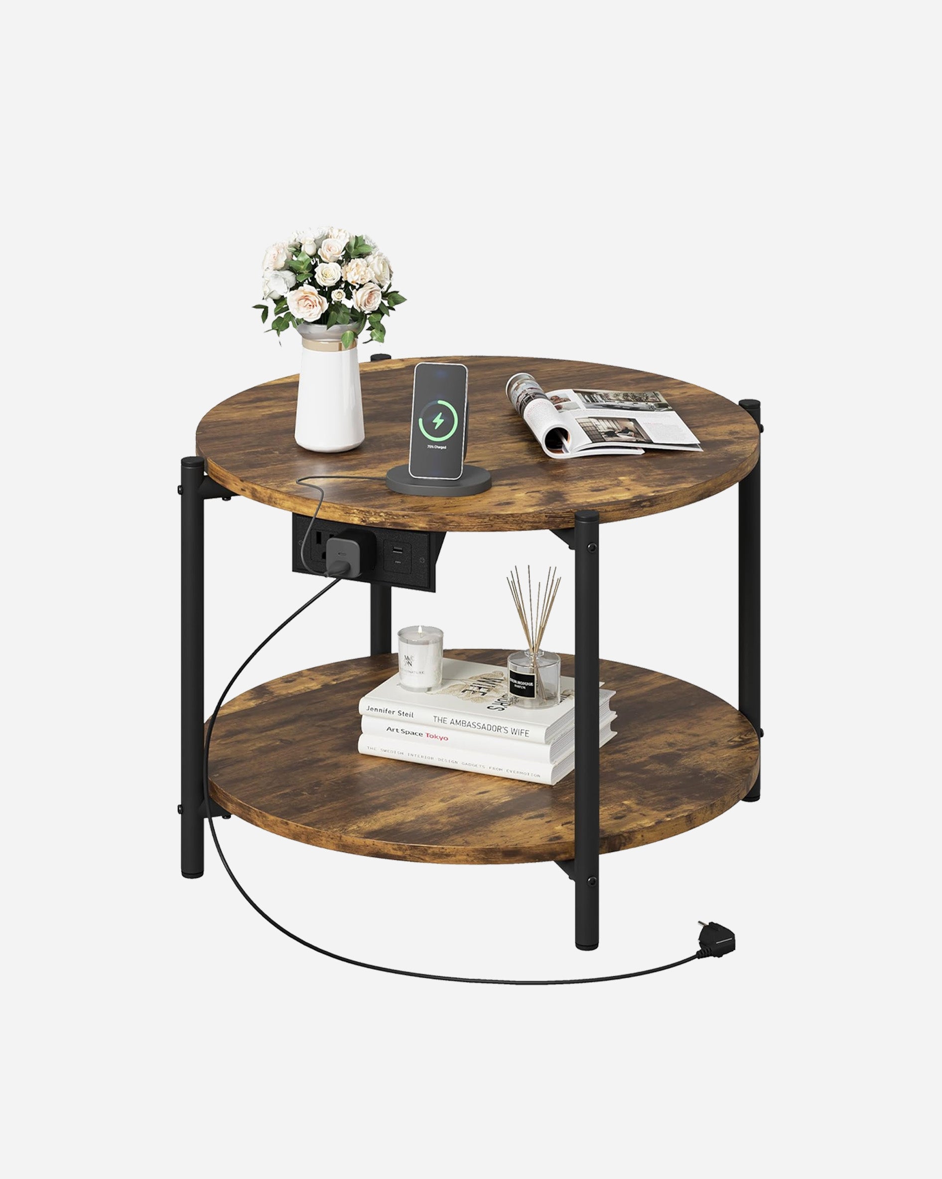 LIKIMIO 2-Tier Round End Table （23.6”）