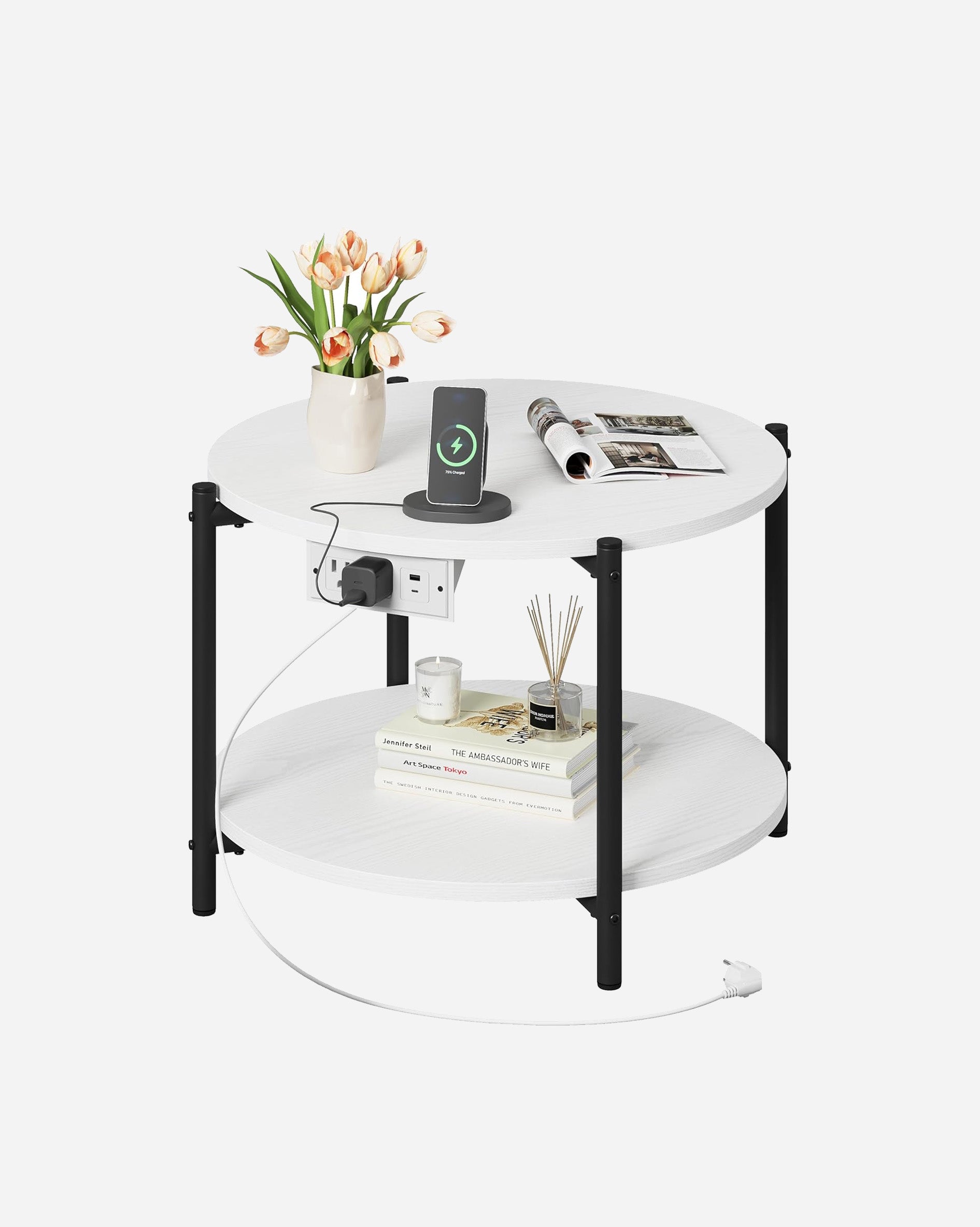 LIKIMIO 2-Tier Round End Table （23.6”）