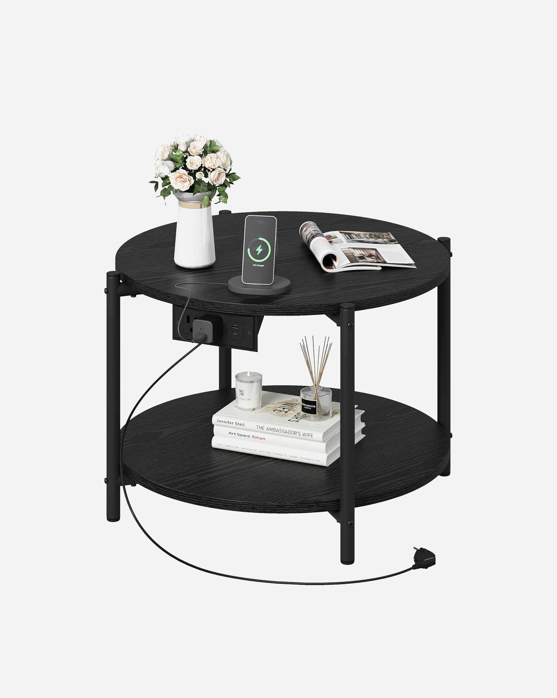 LIKIMIO 2-Tier Round End Table （23.6”）