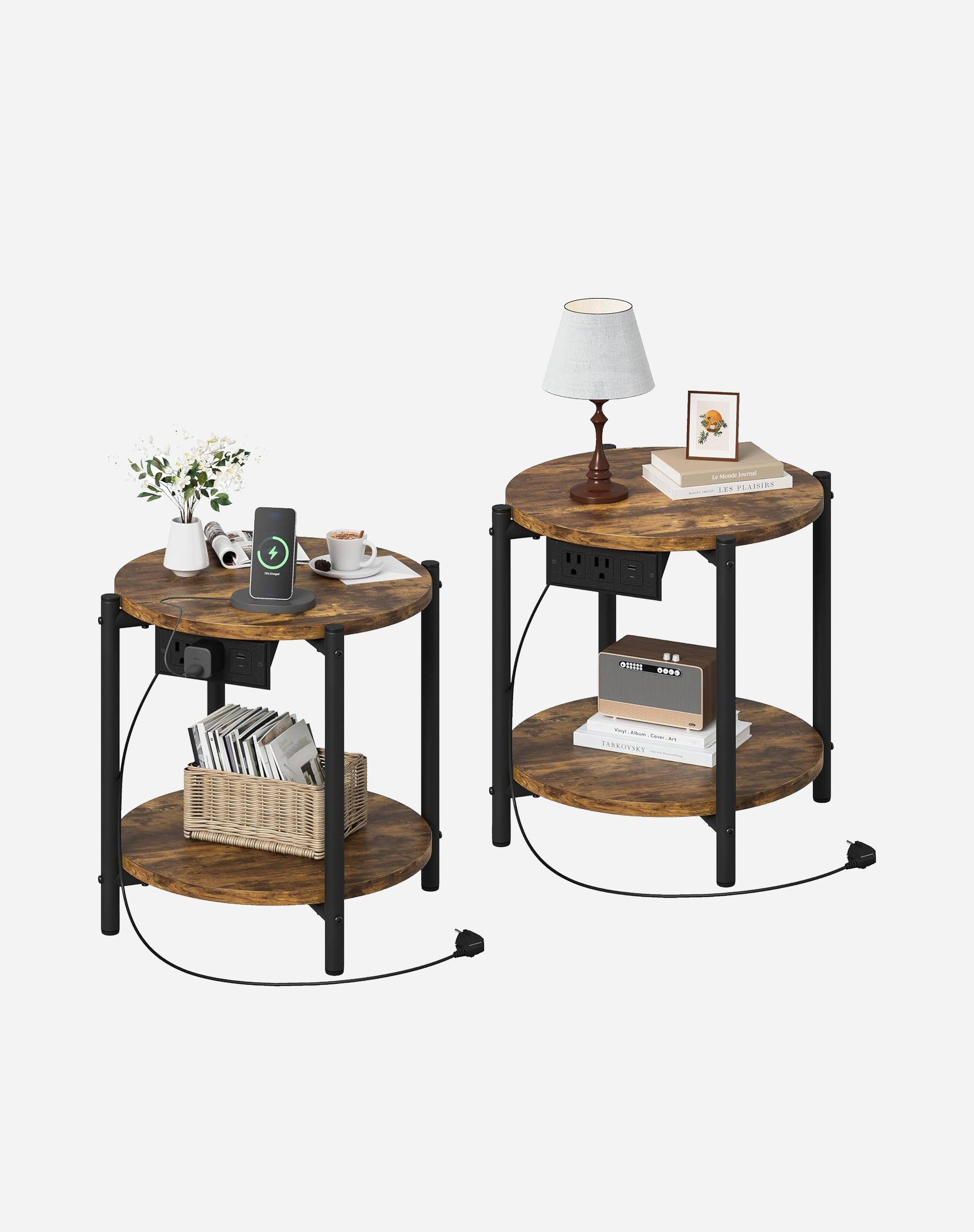 LIKIMIO 2-Tier Round End Table （15.8“）