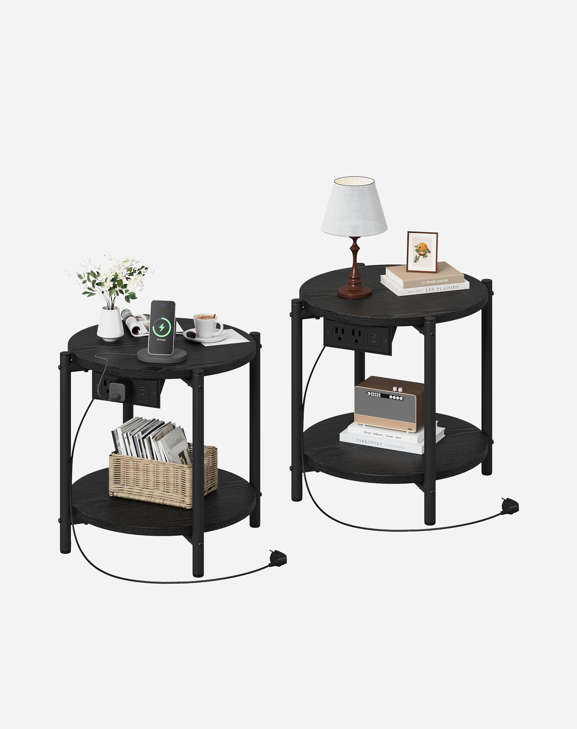 LIKIMIO 2-Tier Round End Table （15.8“）