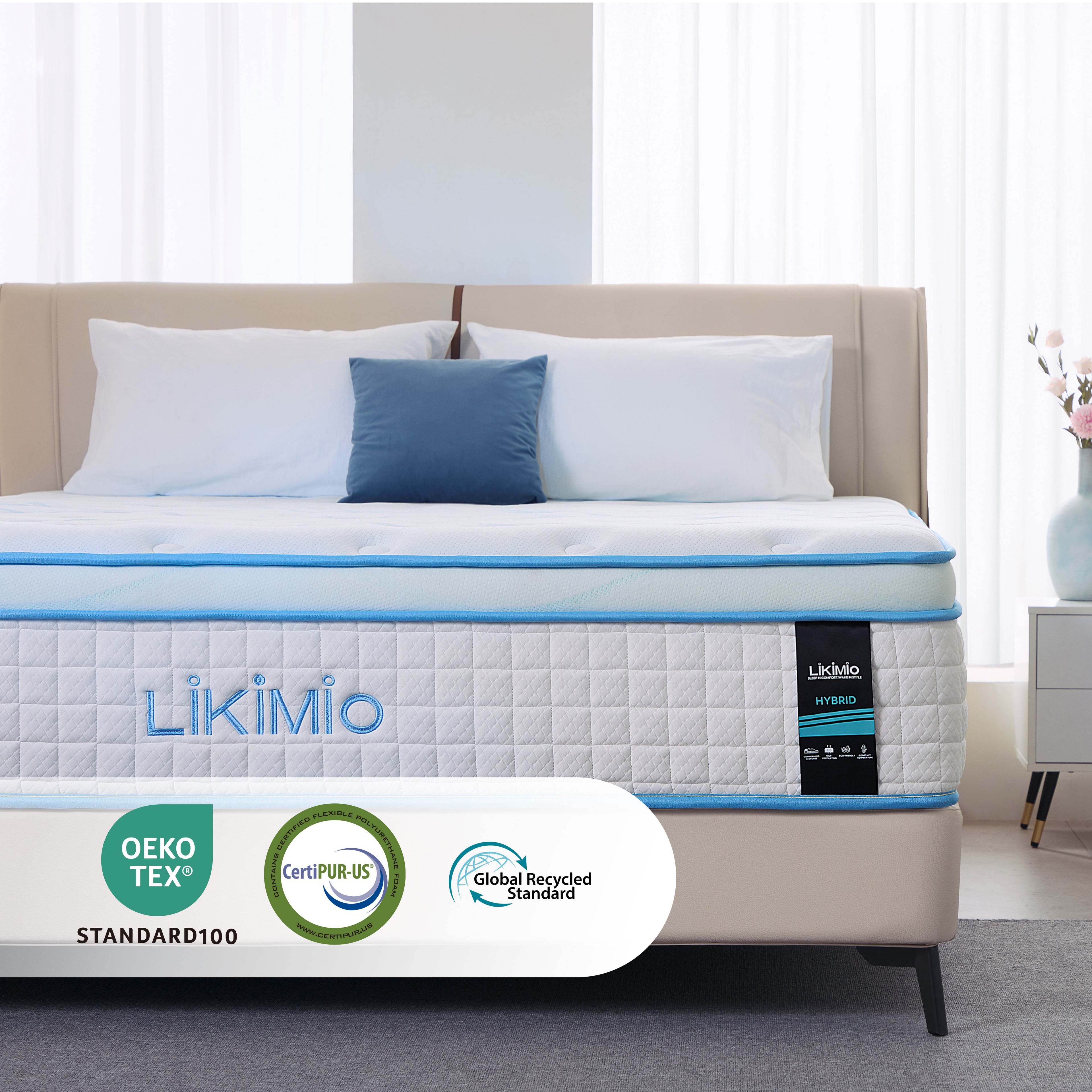 LIKIMIO Gel Memory Foam with Cooling Tech Mattress（Oeko-TEX & CertiPUR-US Standards）