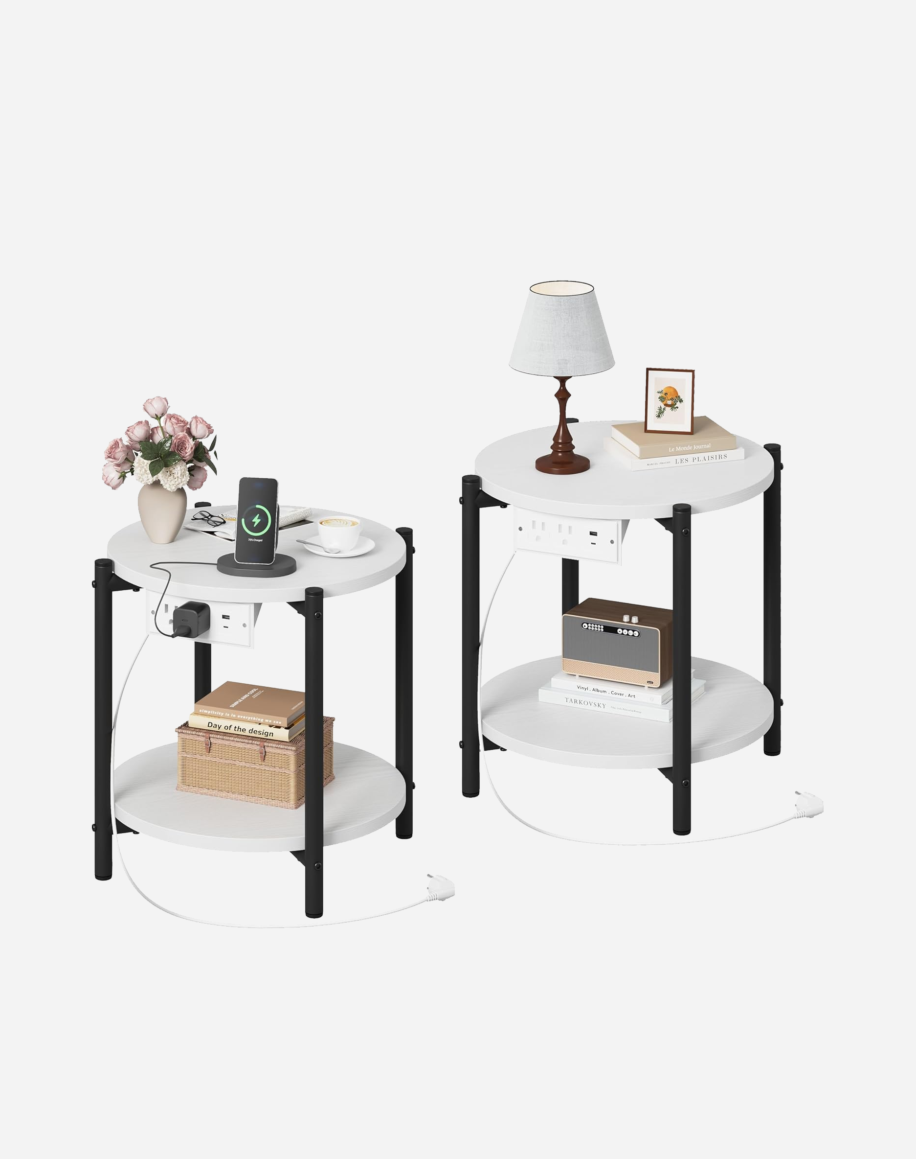 LIKIMIO 2-Tier Round End Table （15.8“）