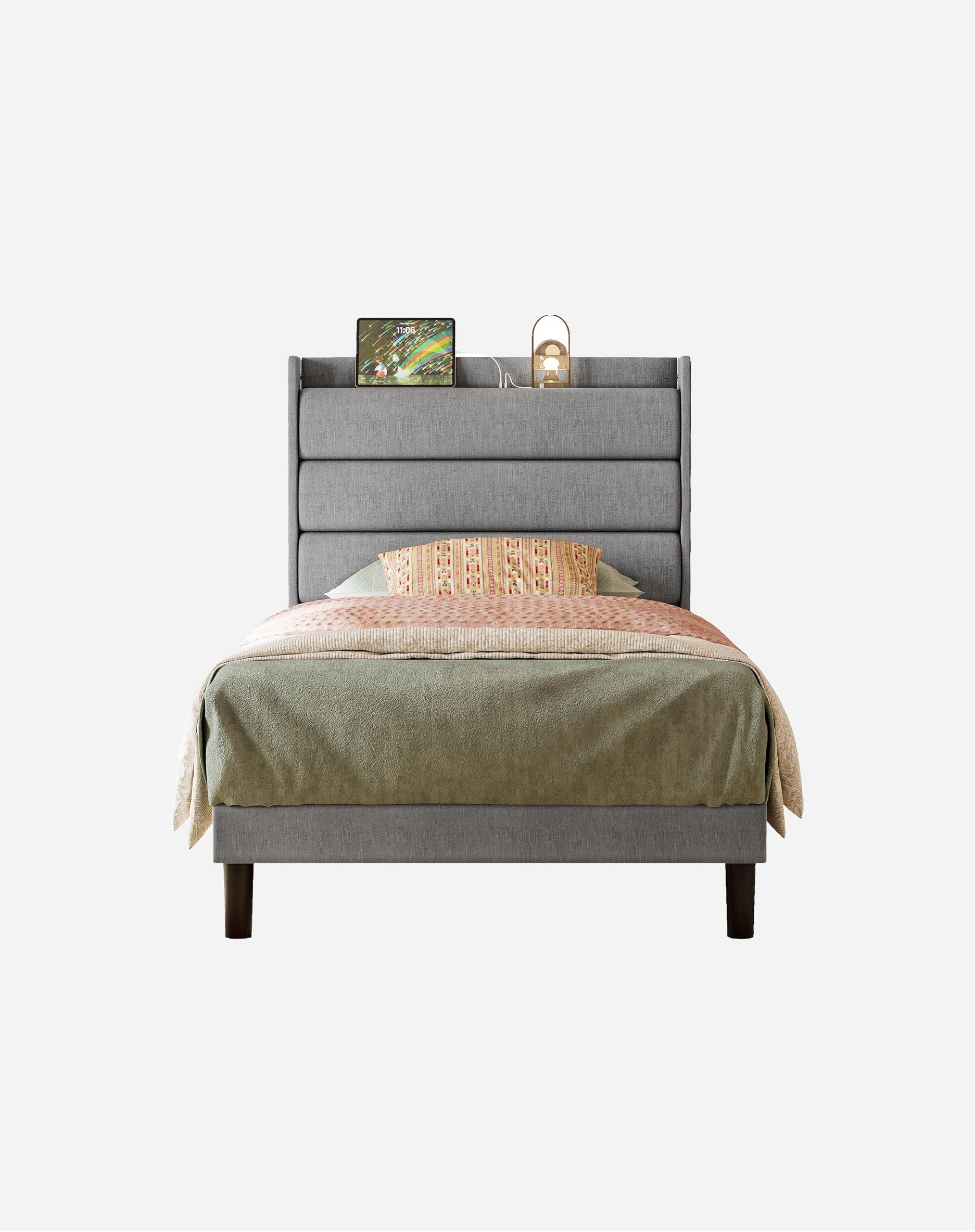 LIKIMIO Double Bed Frame（Storage & Socket Headboard）