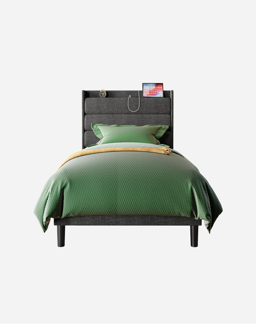 LIKIMIO Double Bed Frame（Storage & Socket Headboard）