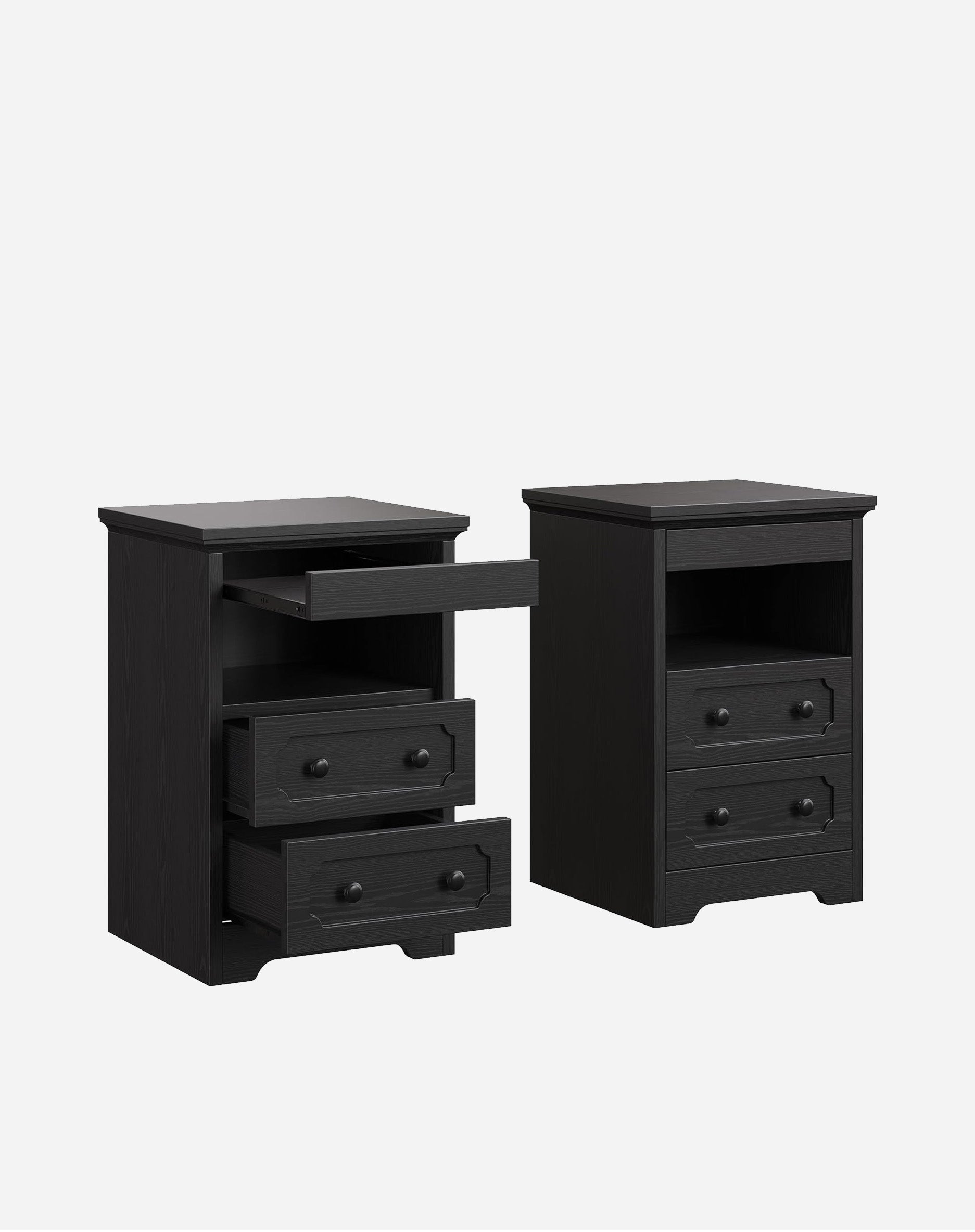 LIKIMIO Wooden Pull Out Tray Nightstand