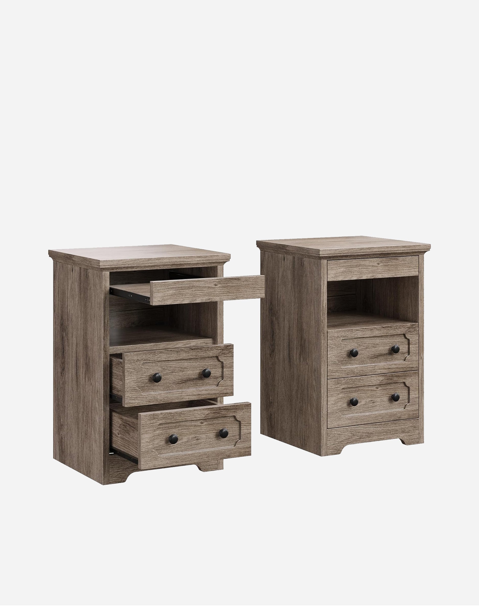 LIKIMIO Wooden Pull Out Tray Nightstand