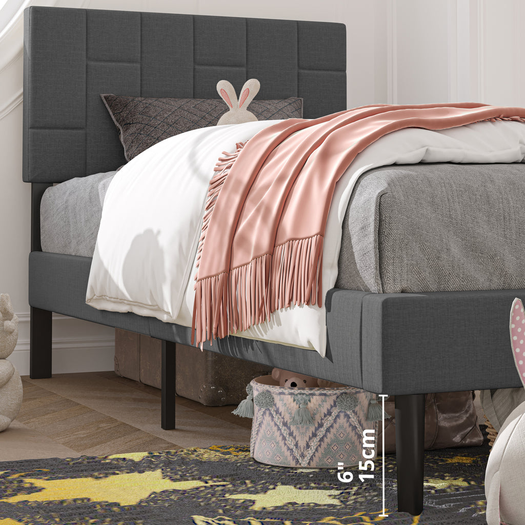 Twin Size Upholstered Platform Bed Frame
