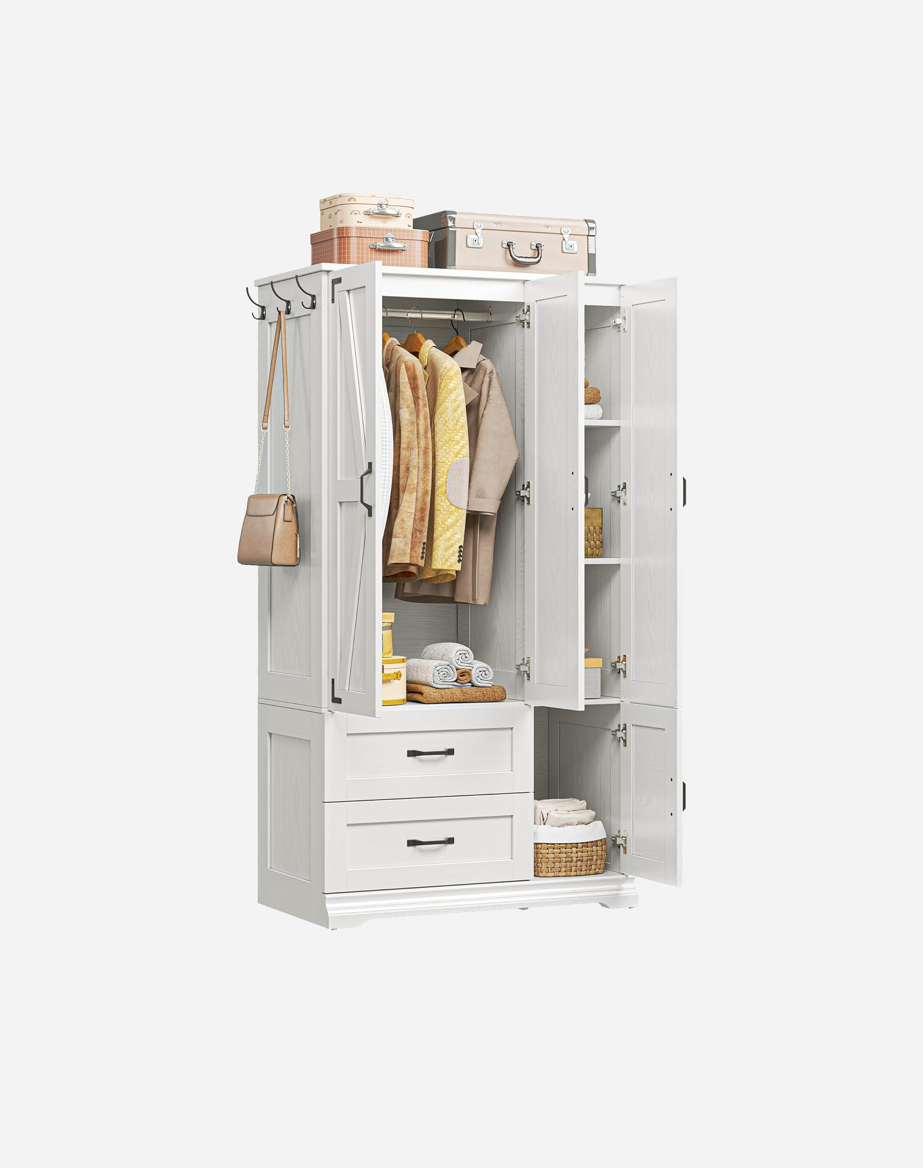 LIKIMIO Armoire Wooden Wardrobe（71”）