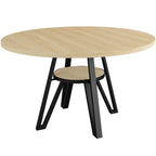 LIKIMIO Wooden Kitchen Table with Rattan Storage Shelf, 47.2”, Nature