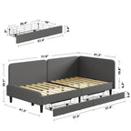 LIKIMIO Twin Daybed with Headboard, Corner Bed Frame with Bed Rails and Storage Drawers, Solid Support, for Bedroom Guest Room, Cream