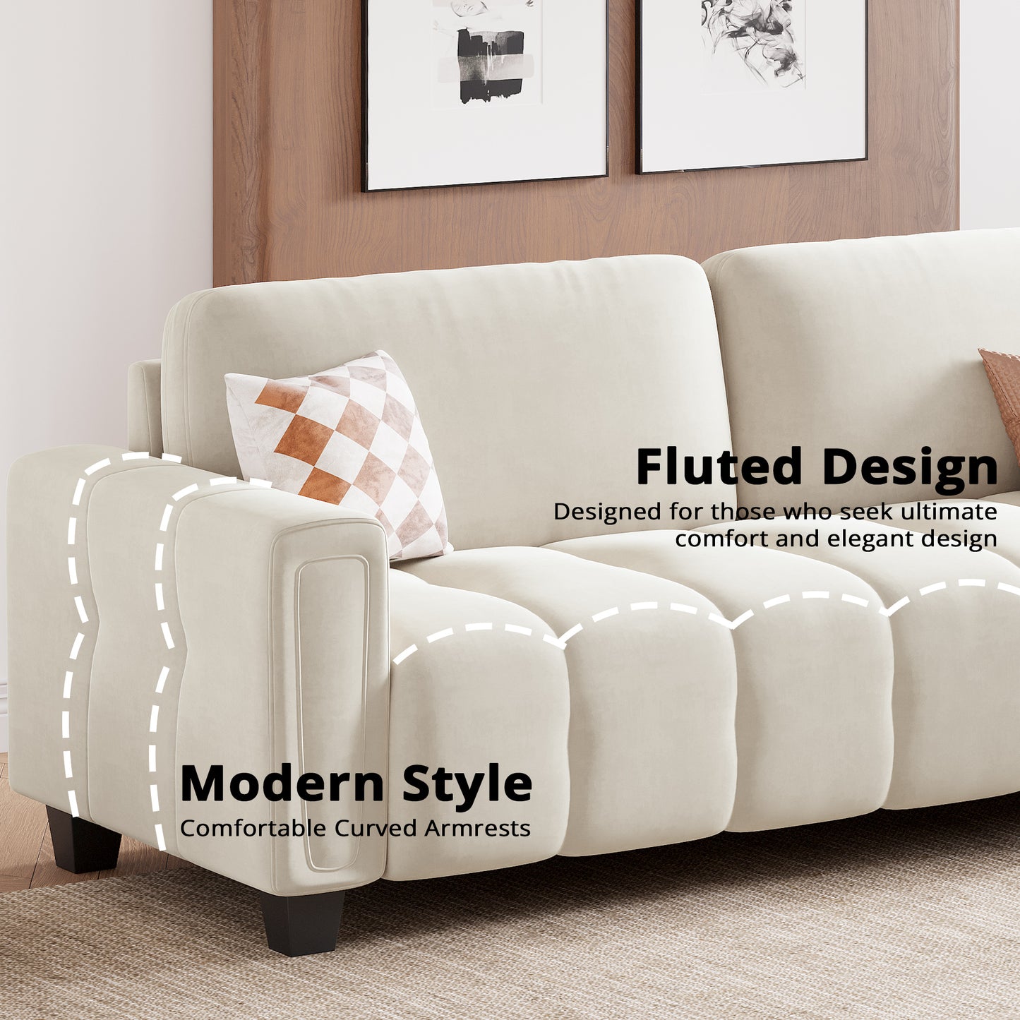 80.7" Modern Sofa Couch with Extra Deep Seats