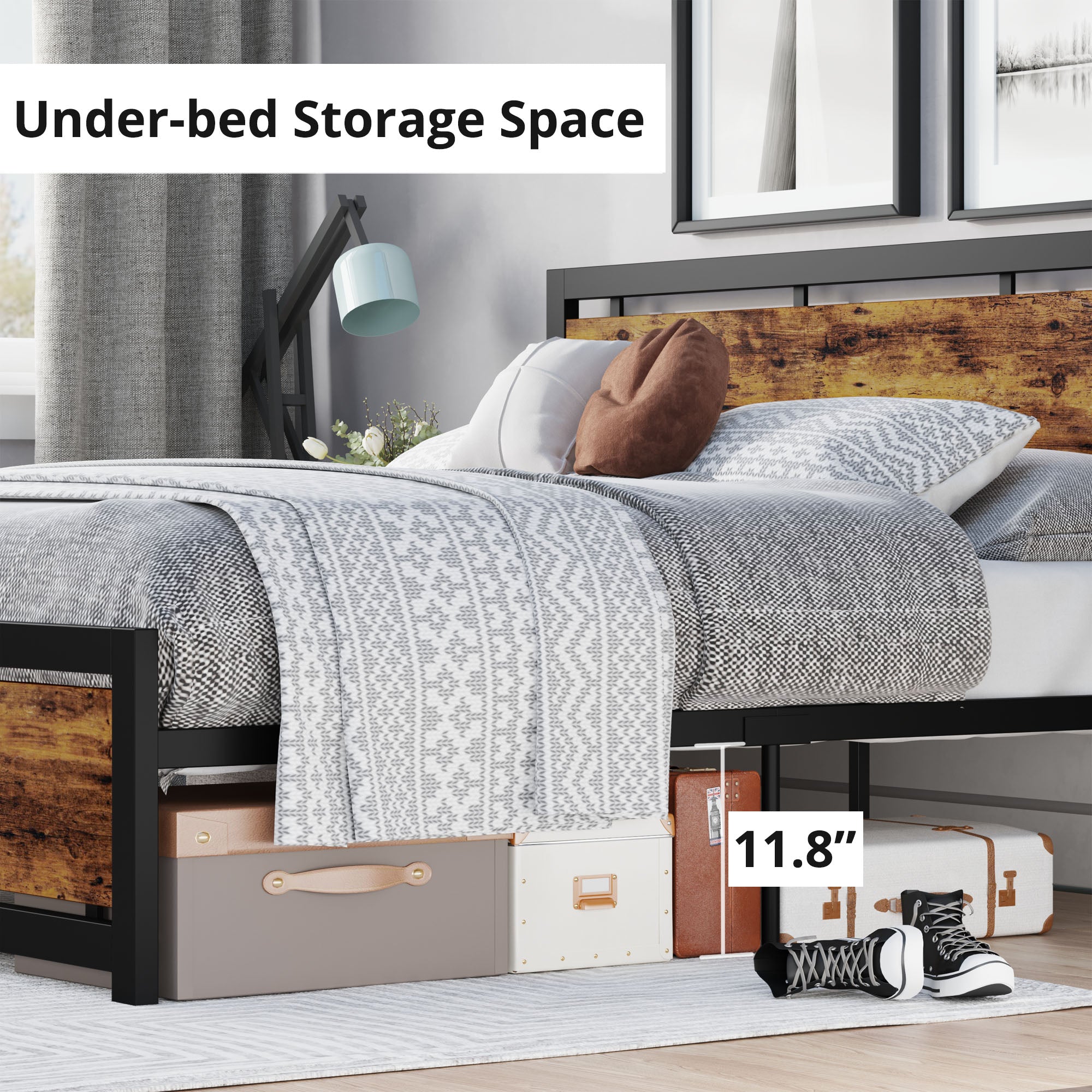 LIKIMIO Walnut Bed Frame