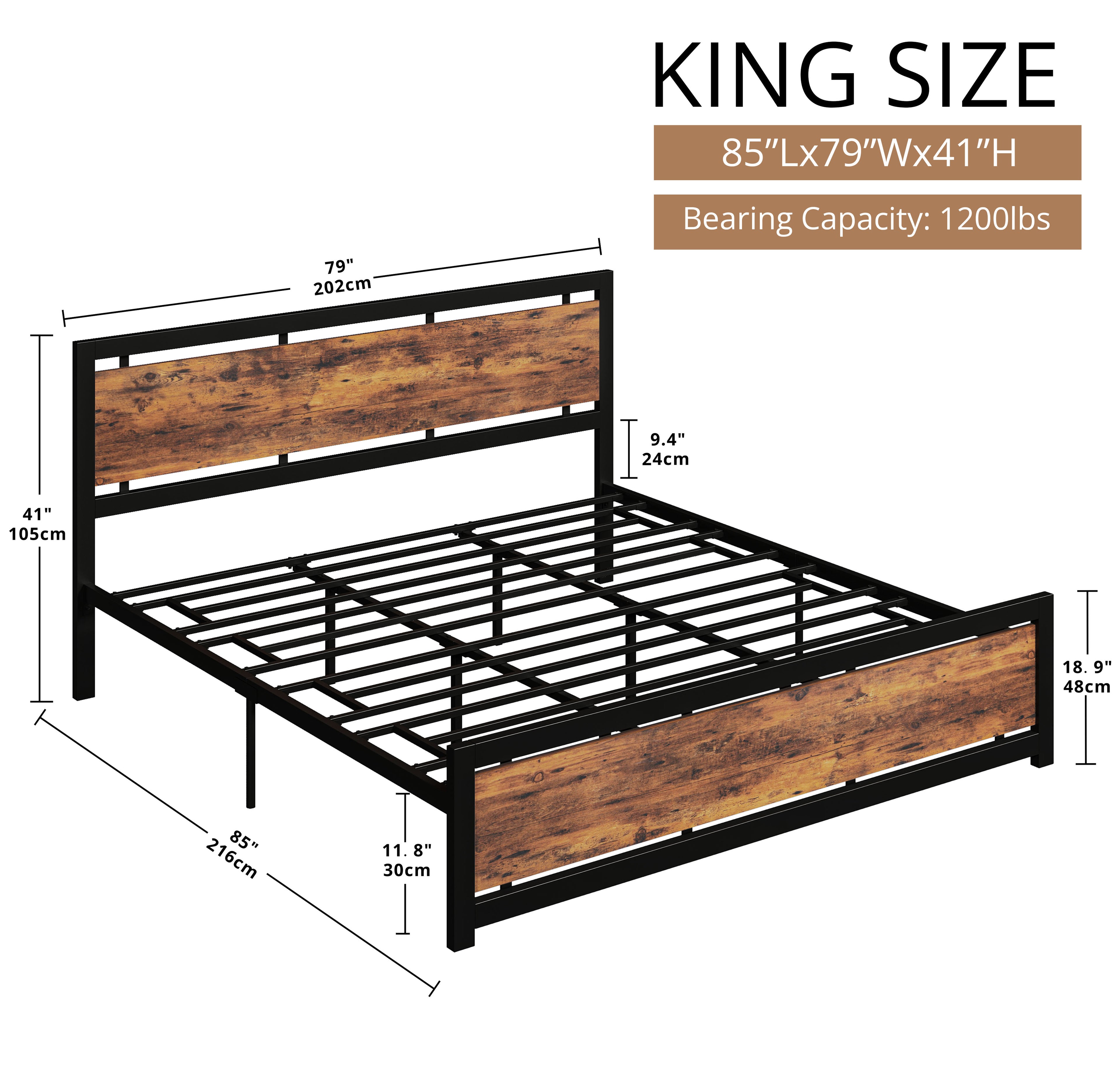 LIKIMIO Walnut Bed Frame