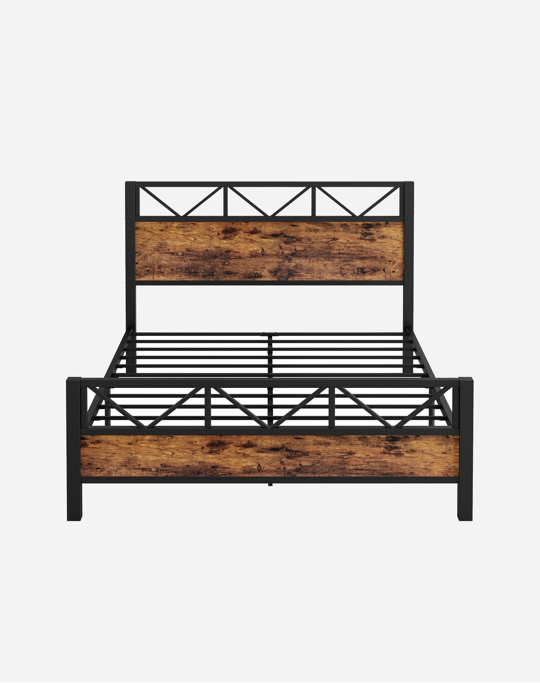 LIKIMIO High Industrial Style Headboard Bed Frame
