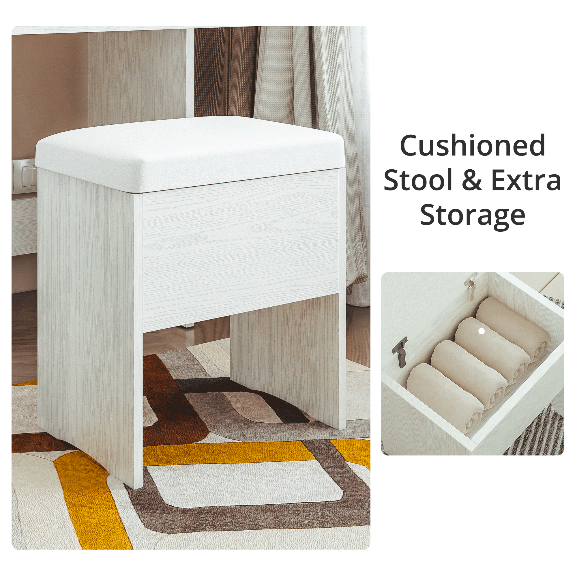 LIKIMIO 54.9” Lighted Make Up Vanity Set