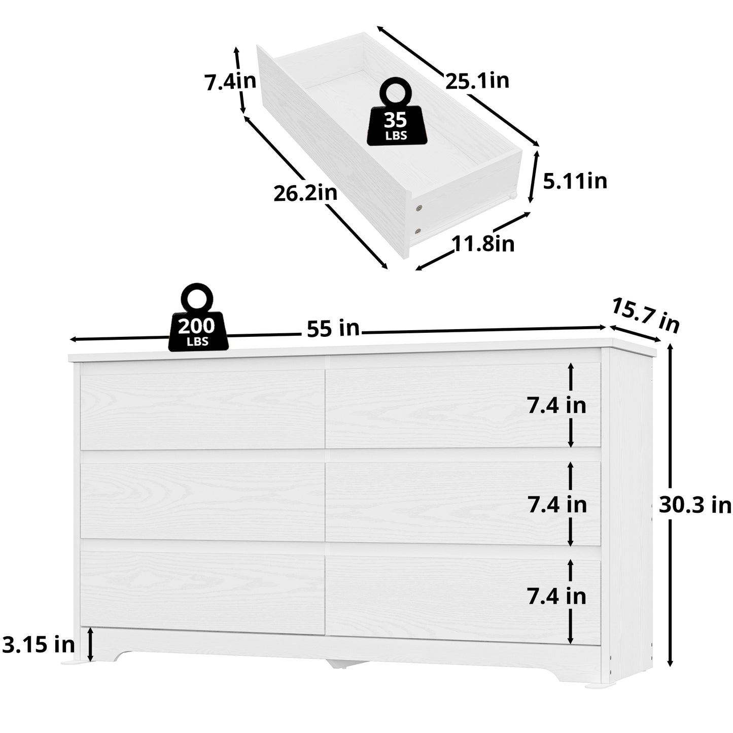 47.2"W Wood Chest of Drawer Storage Cabinet