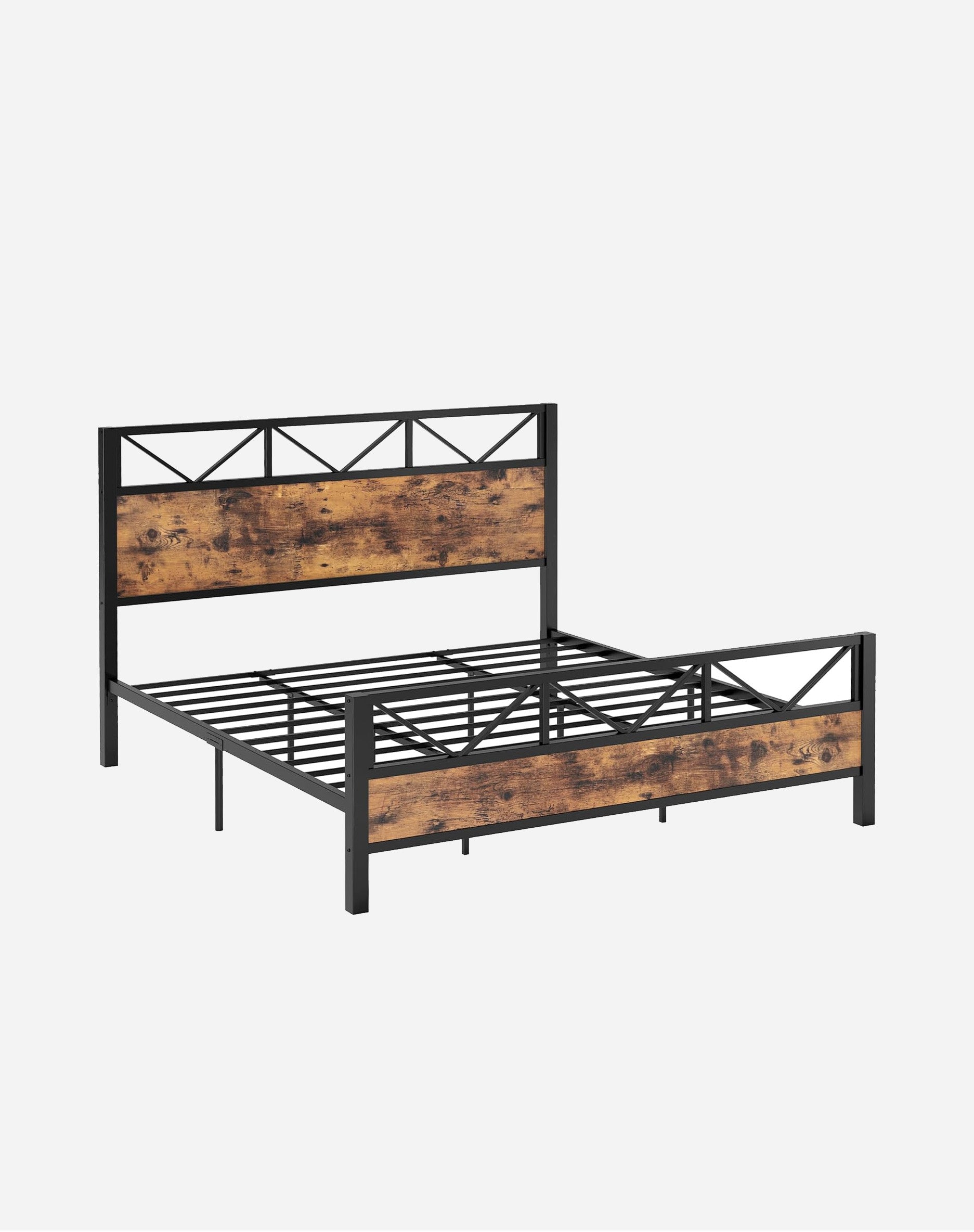 LIKIMIO High Industrial Style Headboard Bed Frame