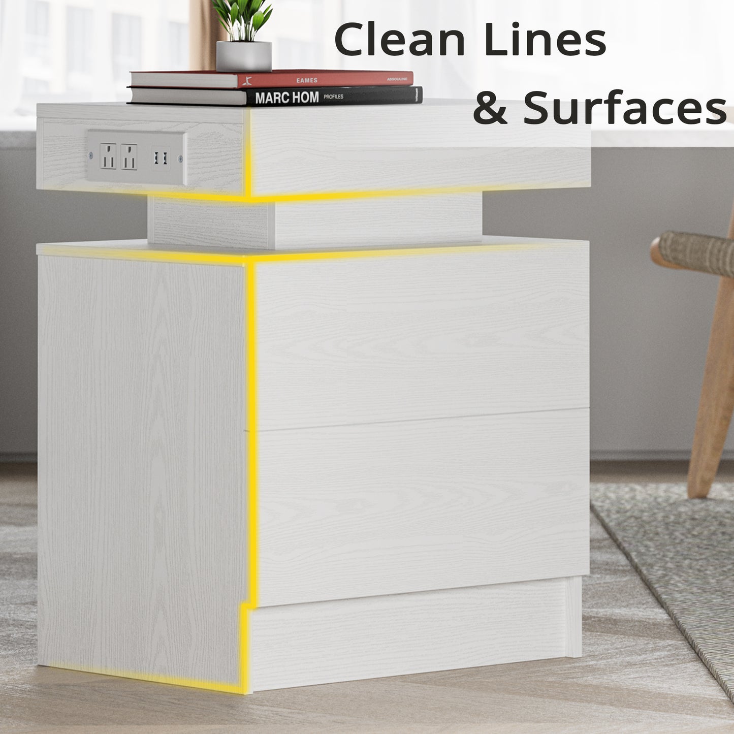 LED Night Stand with Charging Station