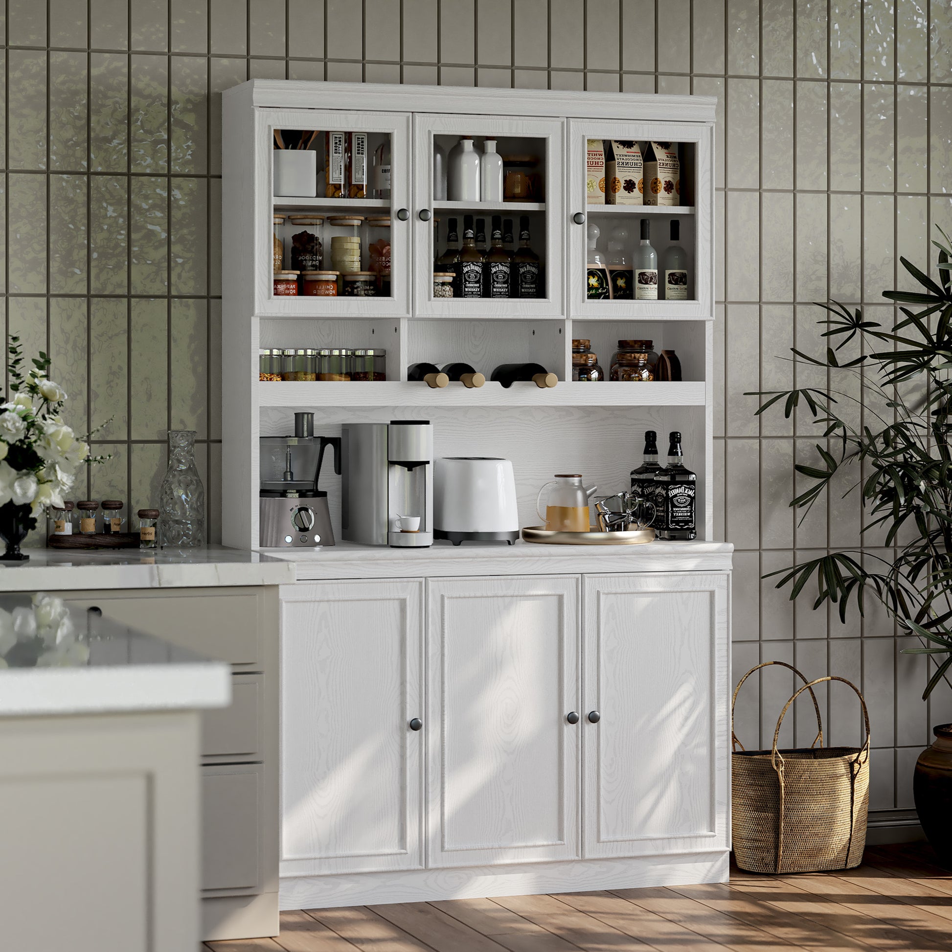 LIKIMIO Modern Glass Door Sideboard（74.8”）