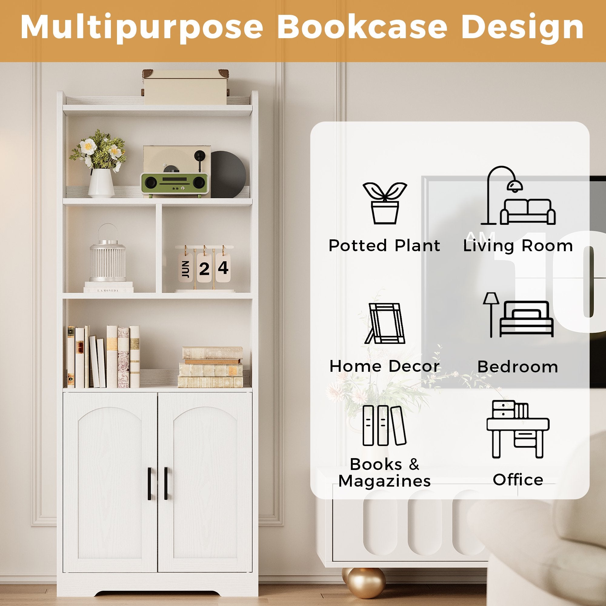 LIKIMIO Cube Bookcase with Backrest（63“）